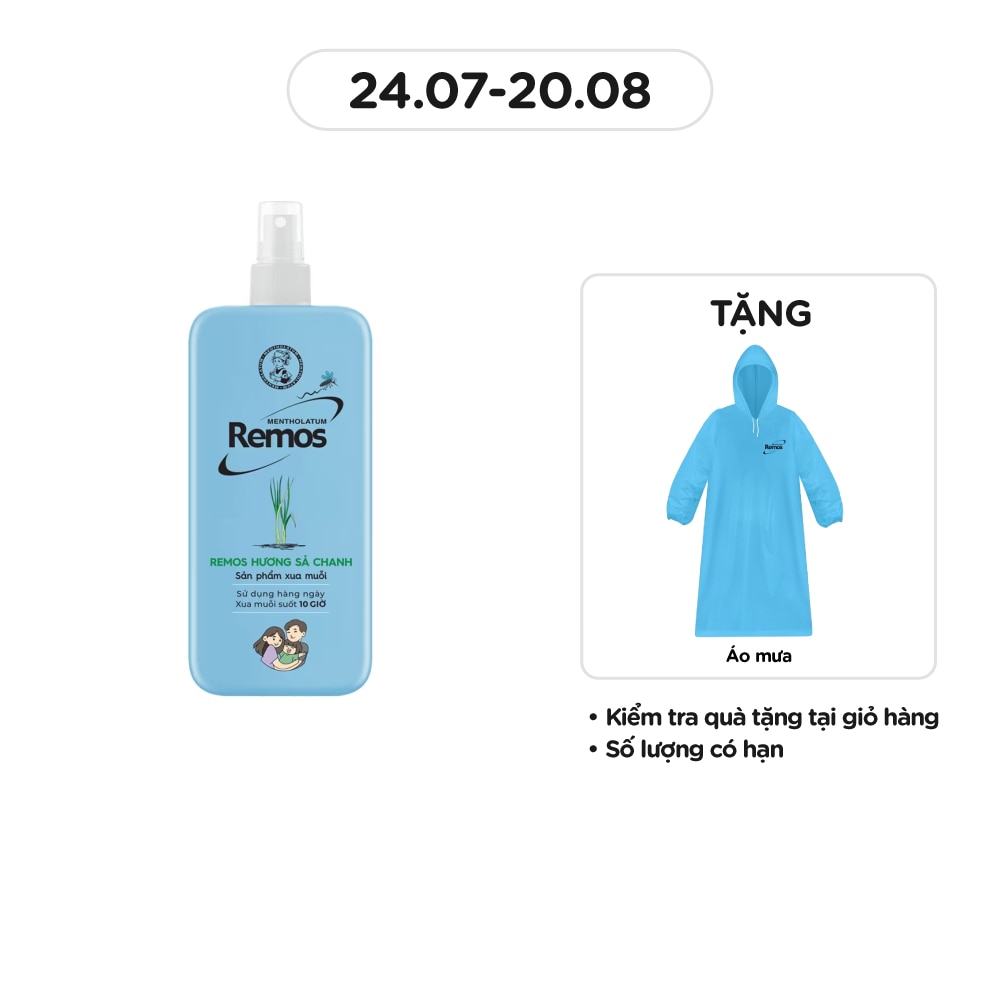 Xịt Chống Muỗi Remos Hương Sả Chanh 150ml
