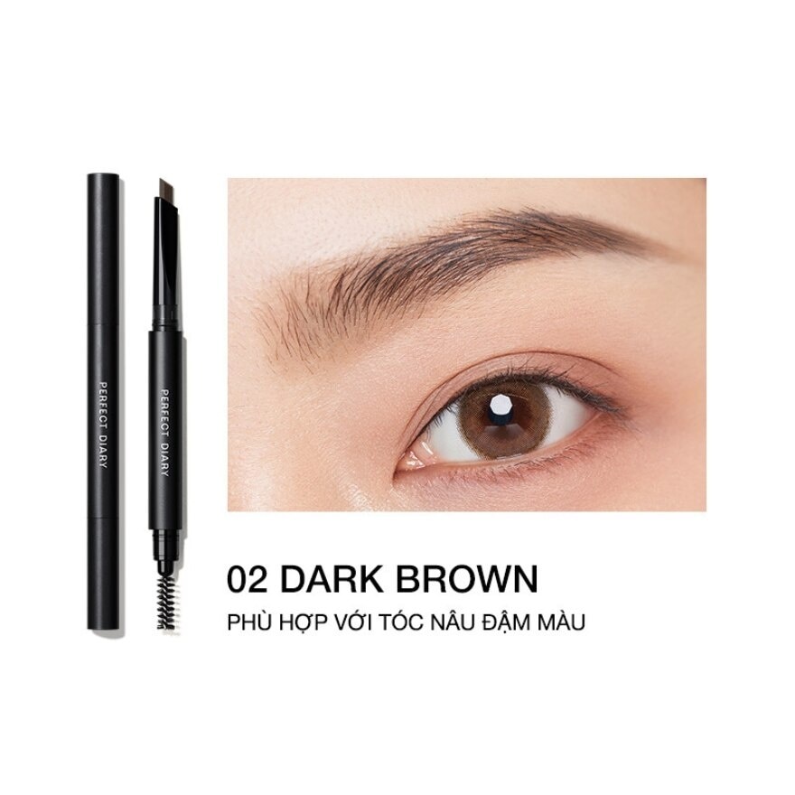 Chì Kẻ Chân Mày Perfect Diary Duel-Ended Hexagonal Chiseled Eyebrow Pencil 0.28g .#02 Dark Brown