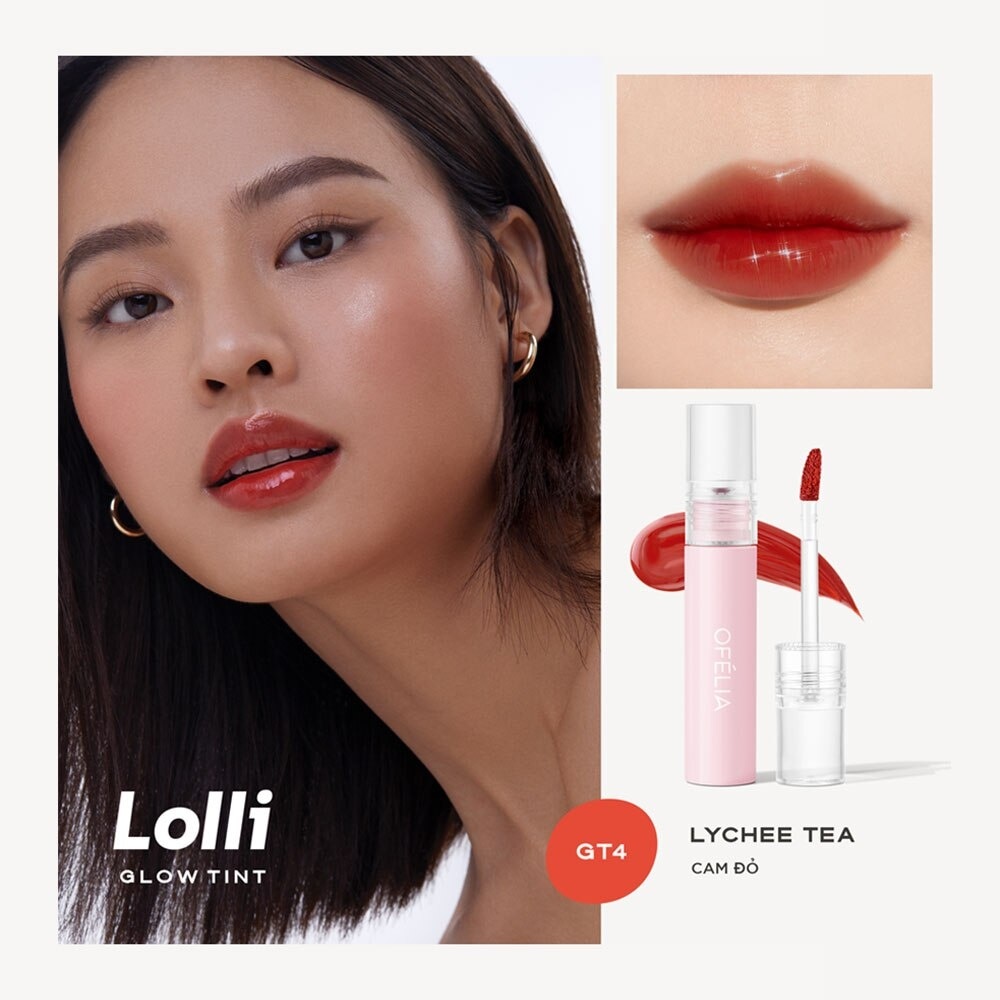 Son Bóng Ofélia Lolli Glow Tint 3.9g .#GT4 Lychee Tea