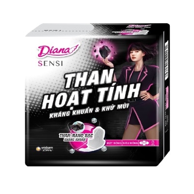 DIANA Sensi Ultra-thin Activated Carbon Sanitary Pad Wing 8M