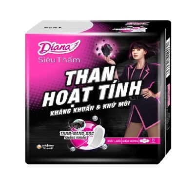 DIANA Băng Vệ Sinh Diana Siêu Thấm Than Hoạt Tính Siêu Mỏng Cánh 8M