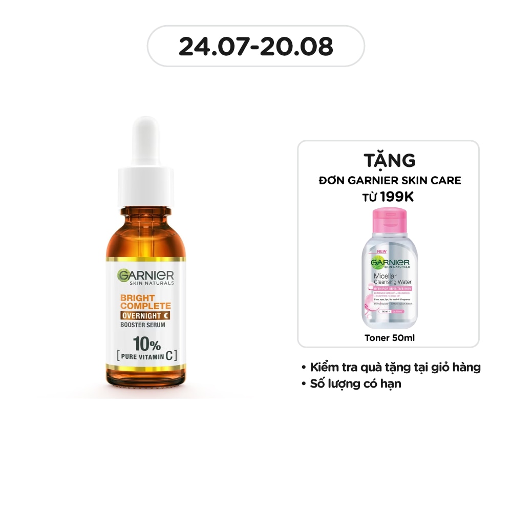 Dưỡng Chất Sáng Da Ban Đêm Garnier Skin Natural Bright Complete Overnight Booster Serum 30ml
