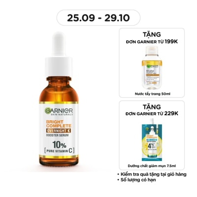 GARNIER Dưỡng Chất Sáng Da Ban Đêm Garnier Skin Natural Bright Complete Overnight Booster Serum 30ml