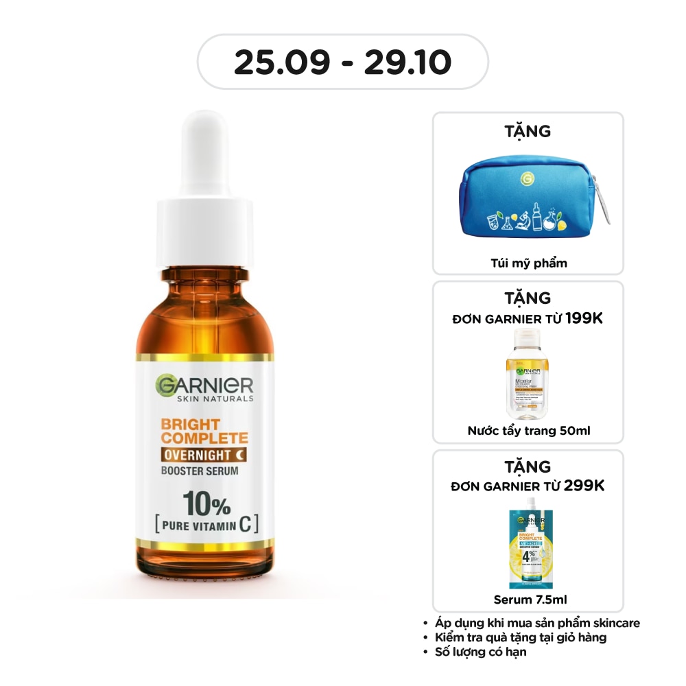Dưỡng Chất Sáng Da Ban Đêm Garnier Skin Natural Bright Complete Overnight Booster Serum 30ml