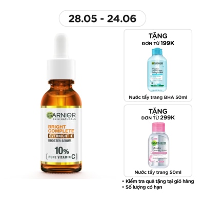 GARNIER - Dưỡng Chất Sáng Da Ban Đêm Garnier Skin Natural Bright Complete Overnight Booster Serum 30ml