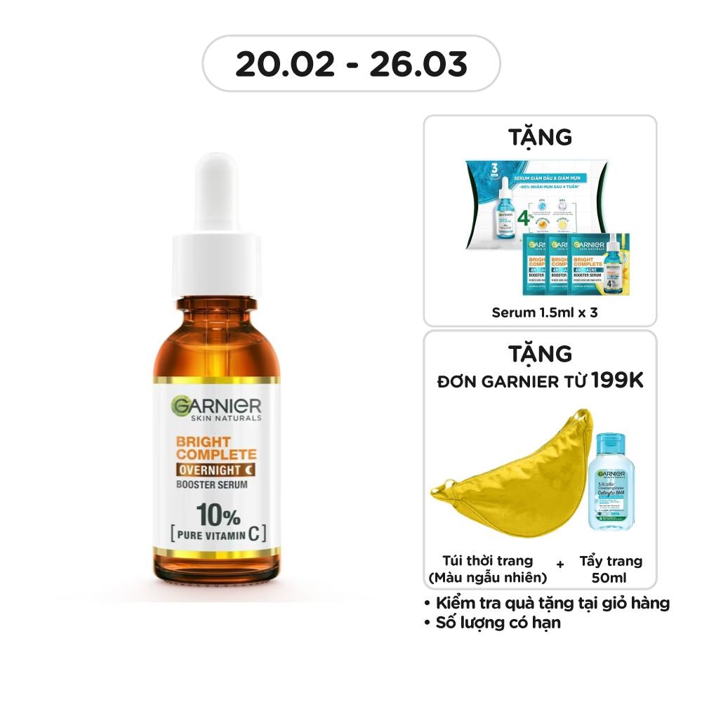 Dưỡng Chất Sáng Da Ban Đêm Garnier Skin Natural Bright Complete Overnight Booster Serum 30ml