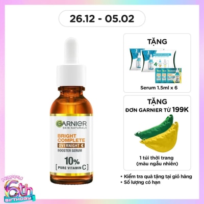 GARNIER Dưỡng Chất Sáng Da Ban Đêm Garnier Skin Natural Bright Complete Overnight Booster Serum 30ml