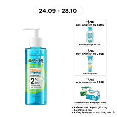 GARNIER Gel Rửa Mặt Garnier Skin Naturals Bright Complete Anti Acne Cleansing Gel 120ml image