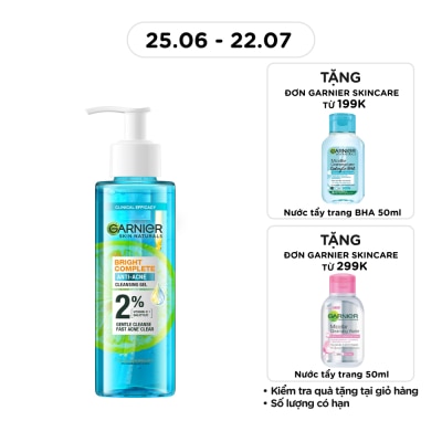 GARNIER - Gel Rửa Mặt Garnier Skin Naturals Bright Complete Anti-Acne Cleansing Gel 120ml