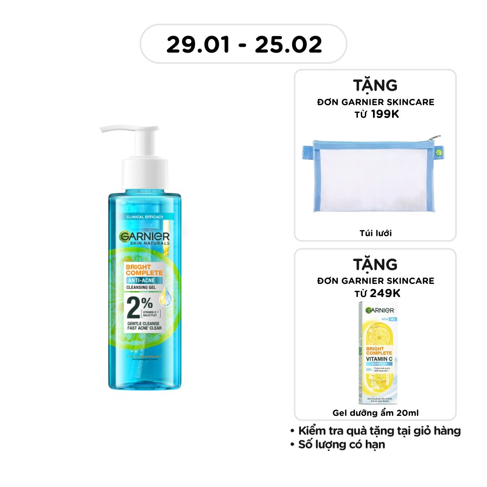 Gel Rửa Mặt Garnier Skin Naturals Bright Complete Anti-Acne Cleansing Gel 120ml