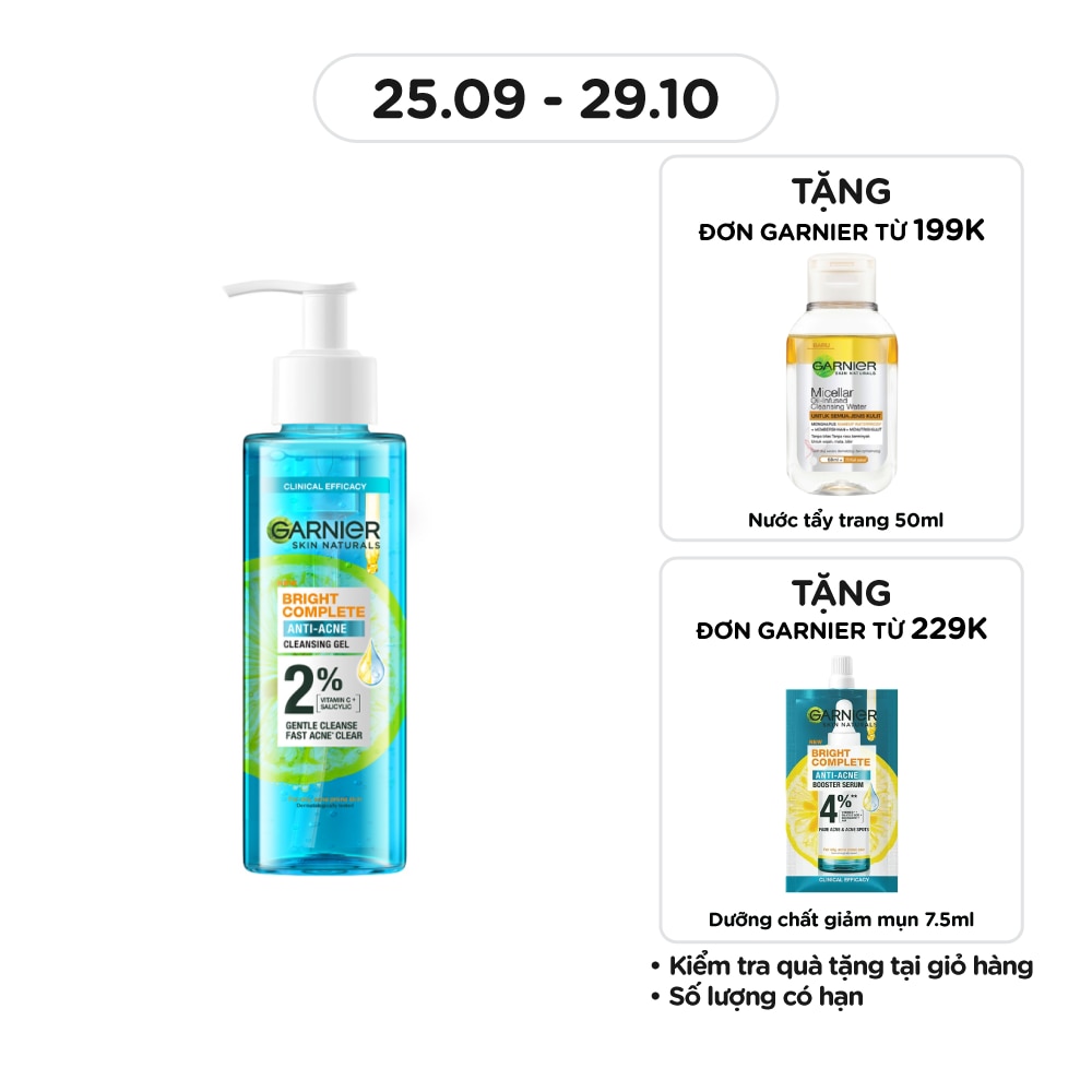 Gel Rửa Mặt Garnier Skin Naturals Bright Complete Anti-Acne Cleansing Gel 120ml