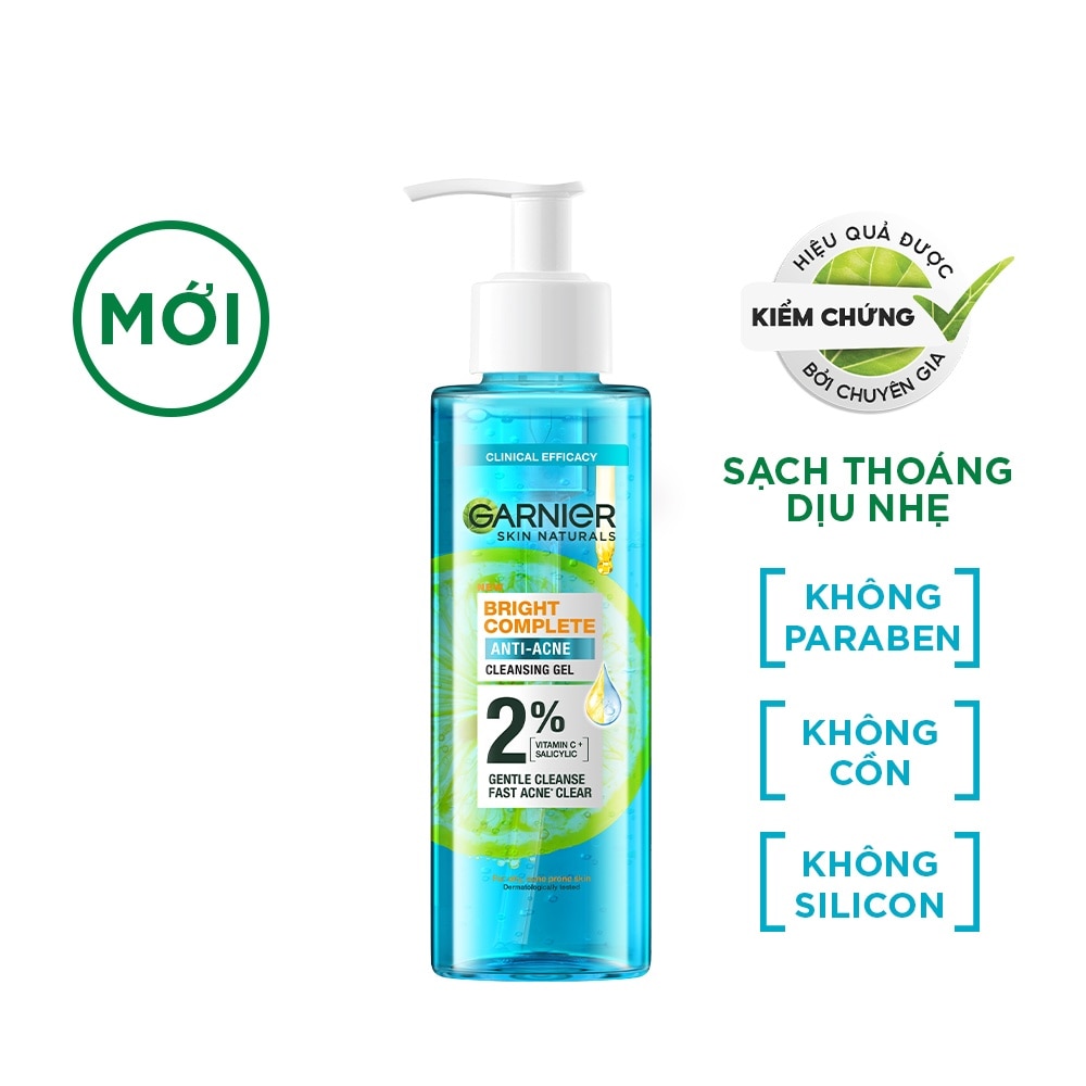 Gel Rửa Mặt Garnier Skin Naturals Bright Complete Anti-Acne Cleansing Gel 120ml