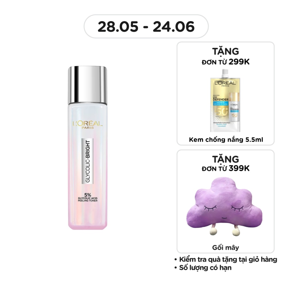 Nước Dưỡng L'oreal Paris Glycolic-Bright Glowing Peeling Toner 128ml