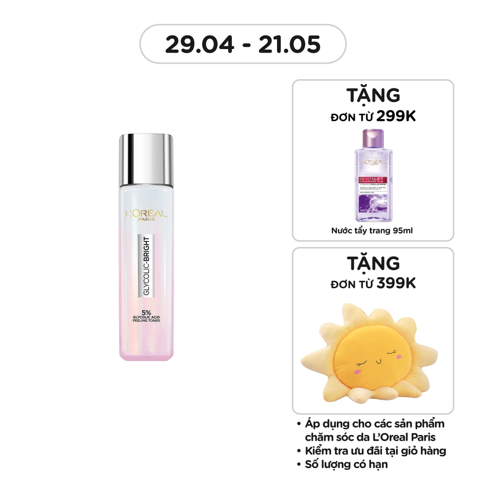 Nước Dưỡng L'oreal Paris Glycolic-Bright Glowing Peeling Toner 128ml