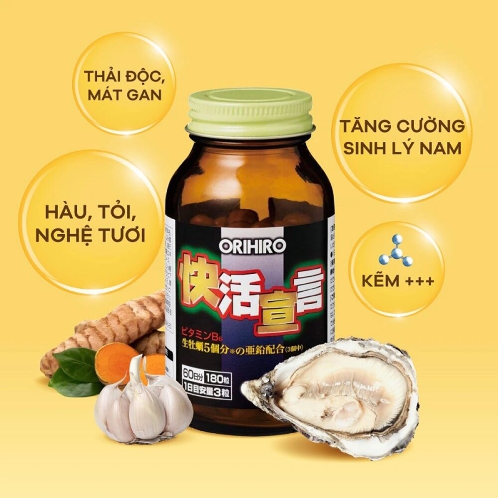 Viên Uống Tinh Chất Hàu Tươi Tỏi Nghệ Orihiro 180viên