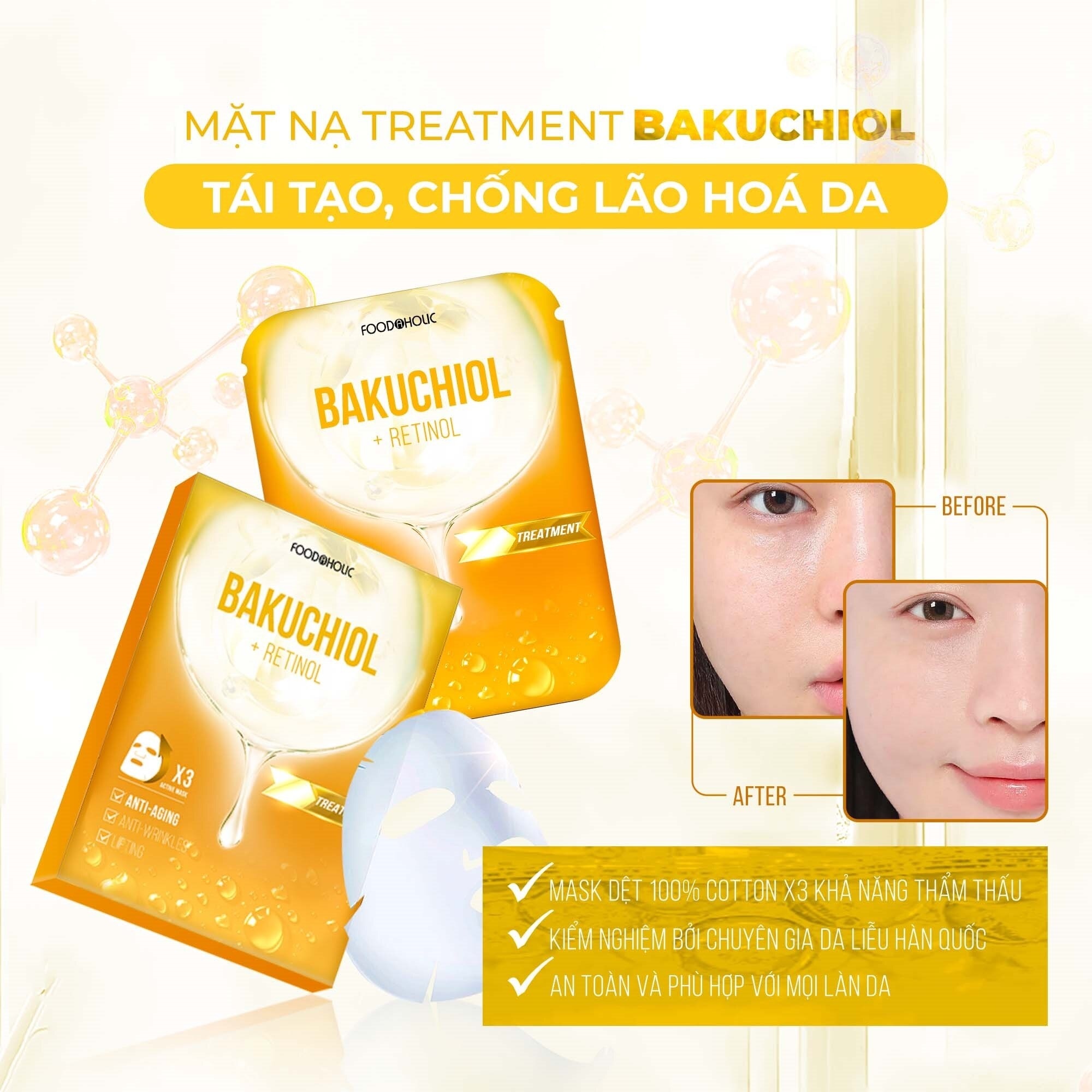 Mặt Nạ Foodaholic Bakuchiol Tái Tạo, Chống Lão Hoá Da Bakuchiol Ample Mask 23ml