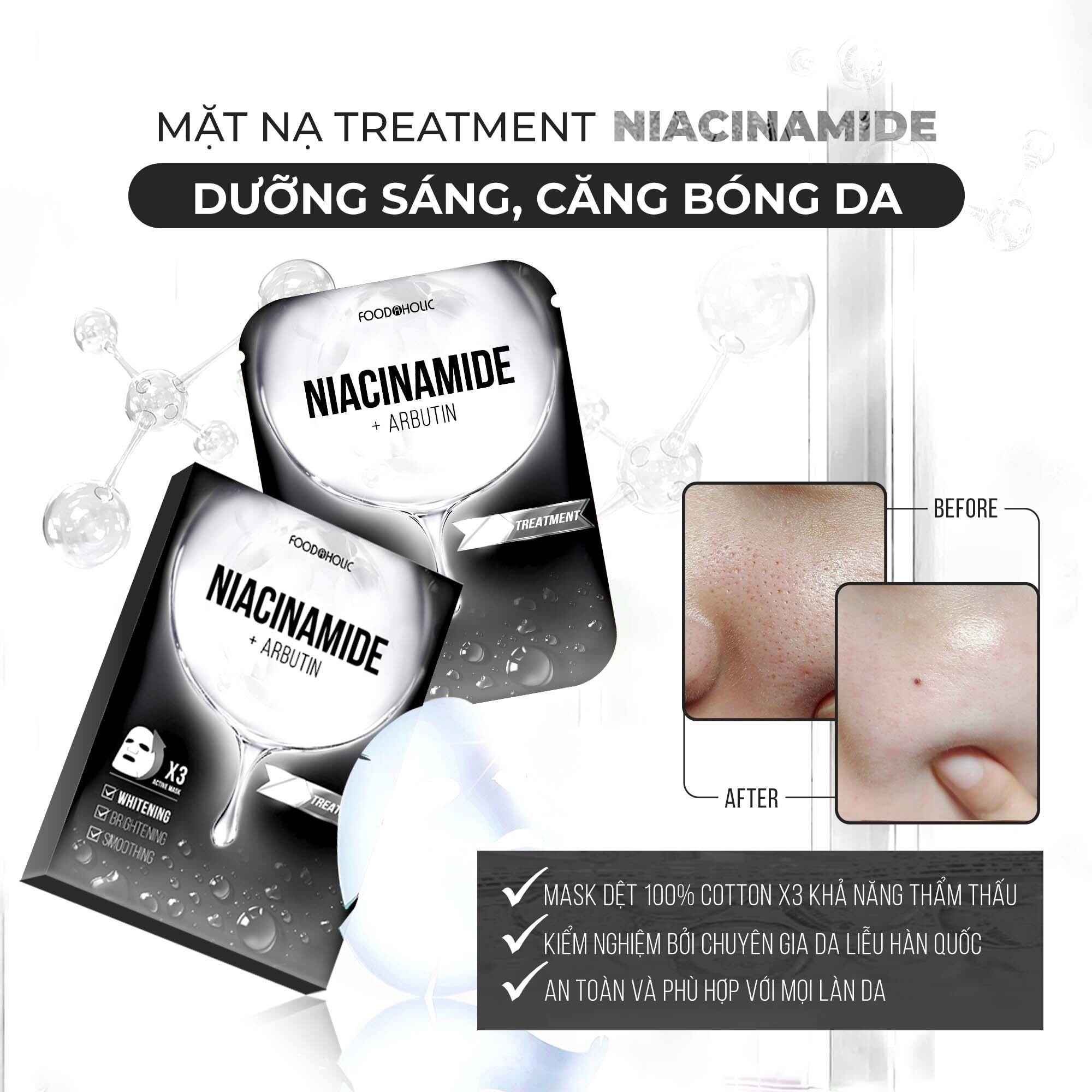 Mặt Nạ Foodaholic Niacinamide Dưỡng Sáng, Căng Bóng Da Niacinamide Ample Mask 23ml