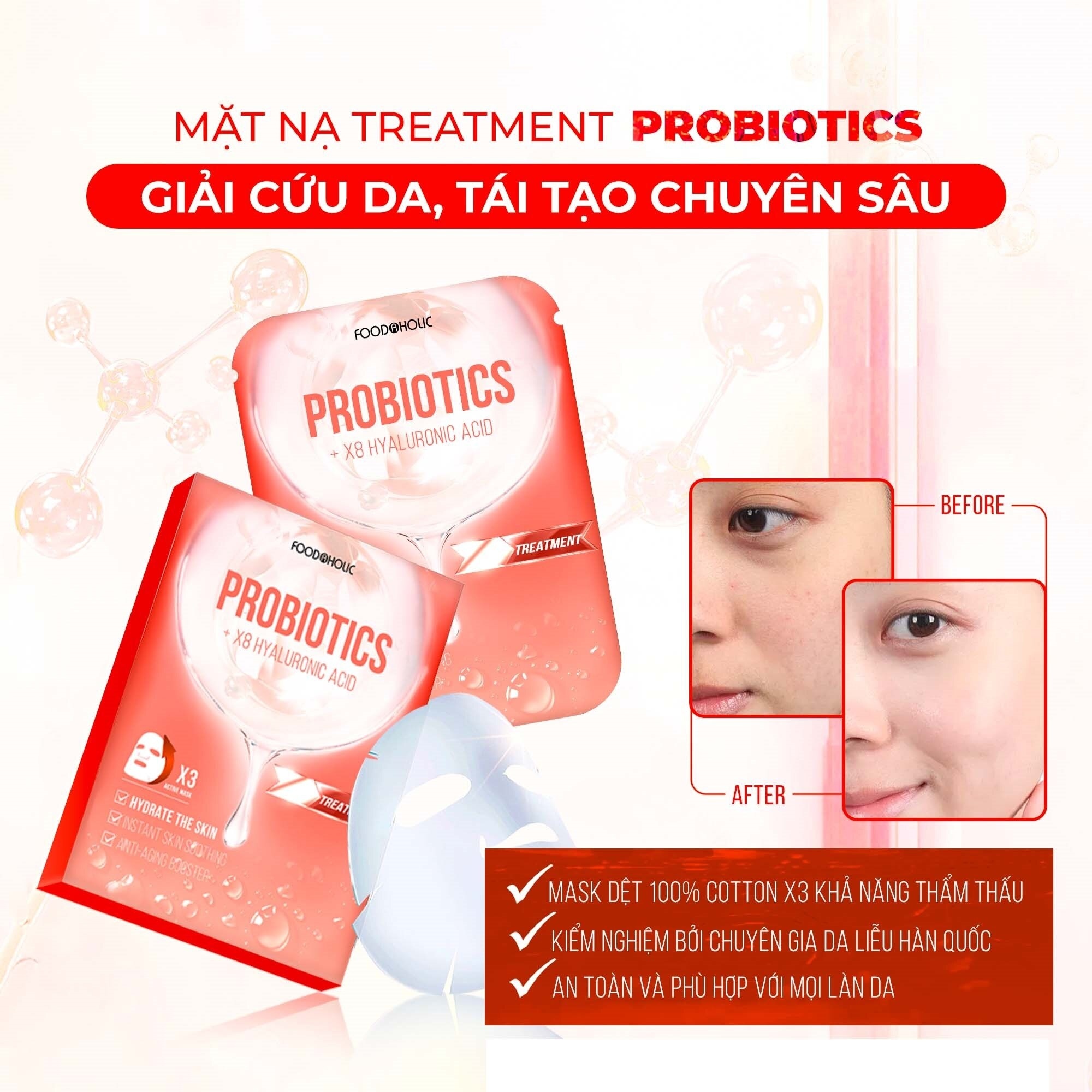 Mặt Nạ Foodaholic Probiotics Giải Cứu Da, Tái Tạo Chuyên Sâu Probiotics Ample Mask 23ml