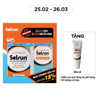 SELSUN Combo Selsun Sạch Gàu (Dầu Gội 100ml + Dầu Xả 100ml)