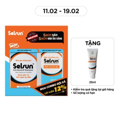 SELSUN Combo Selsun Sạch Gàu (Dầu Gội 100ml + Dầu Xả 100ml)