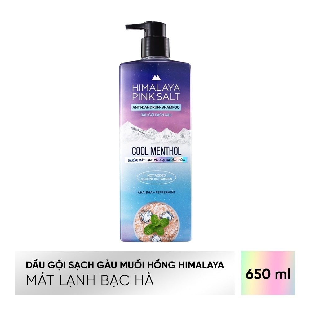 Dầu Gội Sạch Gàu Muối Hồng Himalaya Mát Lạnh Bạc Hà Cool Menthol 650ml