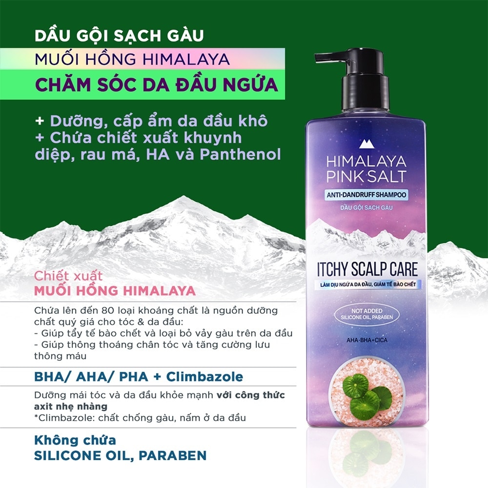 Dầu Gội Sạch Gàu Muối Hồng Himalaya Chăm Sóc Da Đầu Ngứa Itchy Scalp Care 650ml