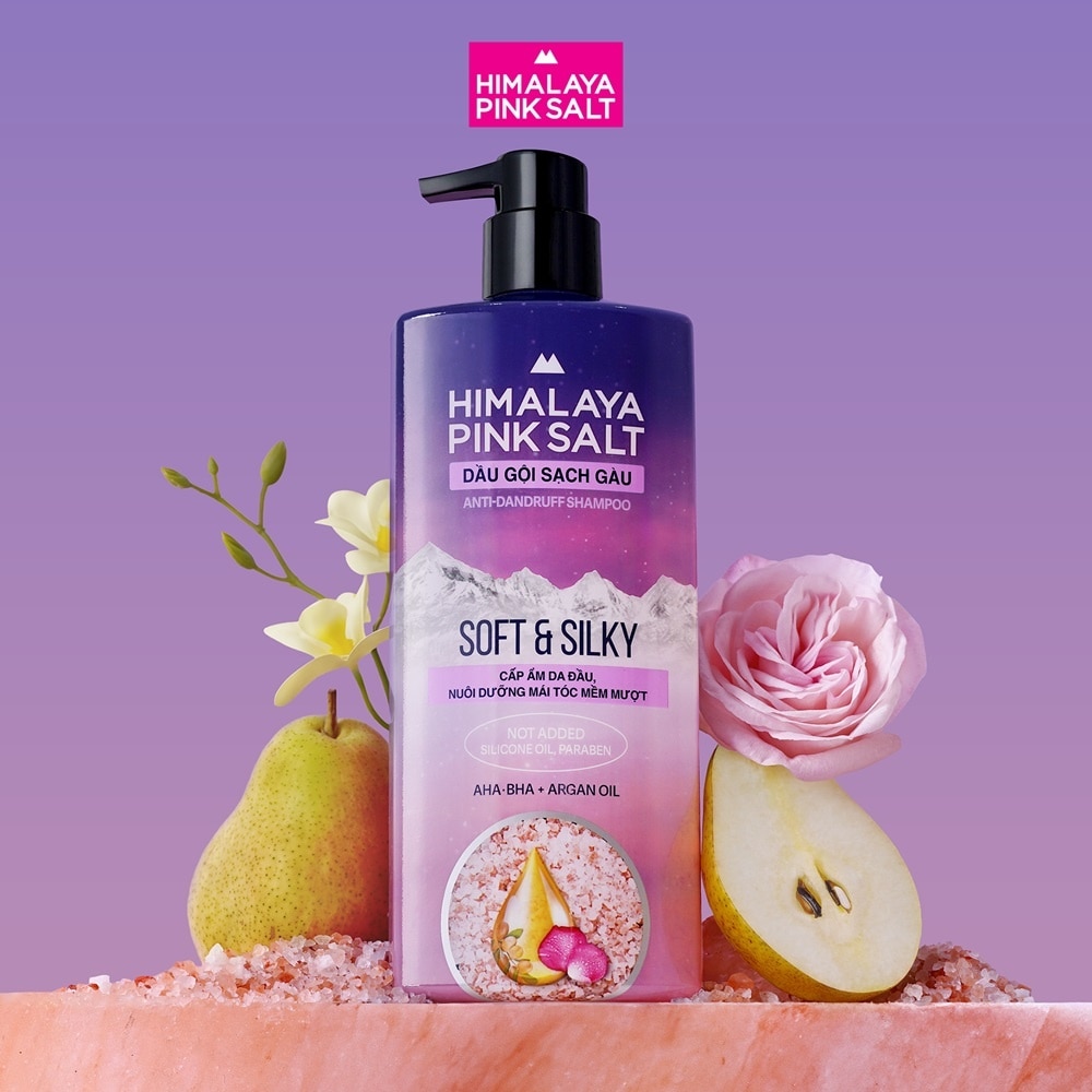 Dầu Gội Sạch Gàu Muối Hồng Himalaya Mềm Mượt Óng Ả Soft and Silky 650ml