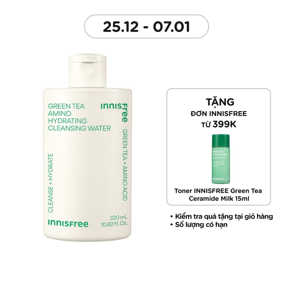 Nước Tẩy Trang Dưỡng Ẩm innisfree Green Tea Hydrating Cleansing Water 320ml