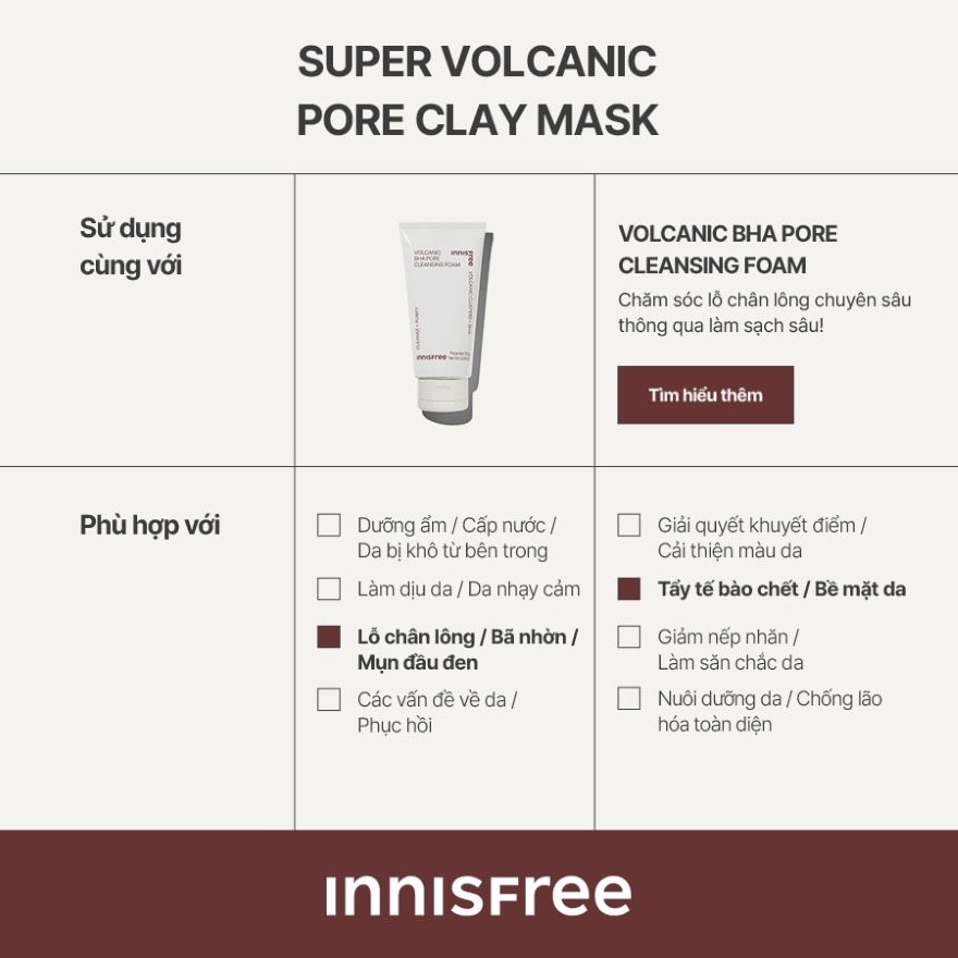 Sữa Rửa Mặt innisfree Se Khít Lỗ Chân Lông Volcanic Pore BHA Cleansing Foam 150g