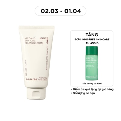 INNISFREE Sữa Rửa Mặt innisfree Se Khít Lỗ Chân Lông Volcanic Pore BHA Cleansing Foam 150g