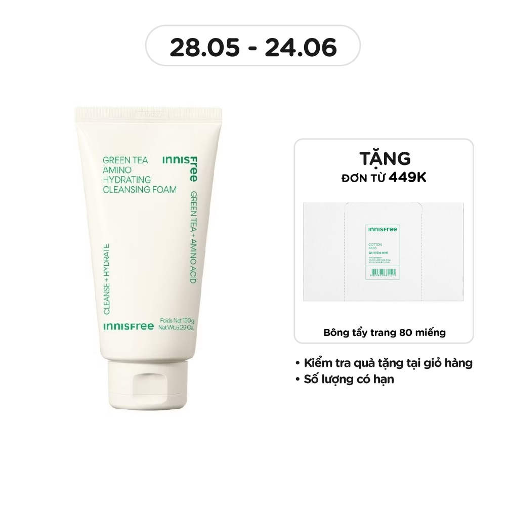 Sữa Rửa Mặt Dưỡng Ẩm innisfree Green Tea Amino Cleansing Foam 150g