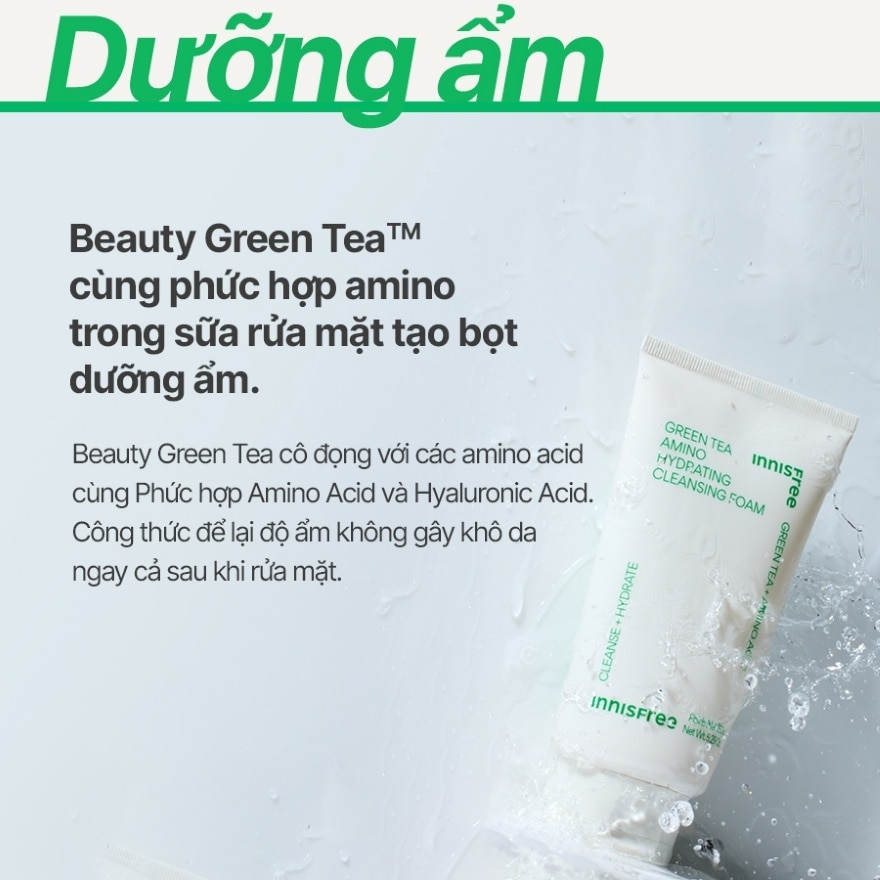 Sữa Rửa Mặt Dưỡng Ẩm innisfree Green Tea Amino Cleansing Foam 150g