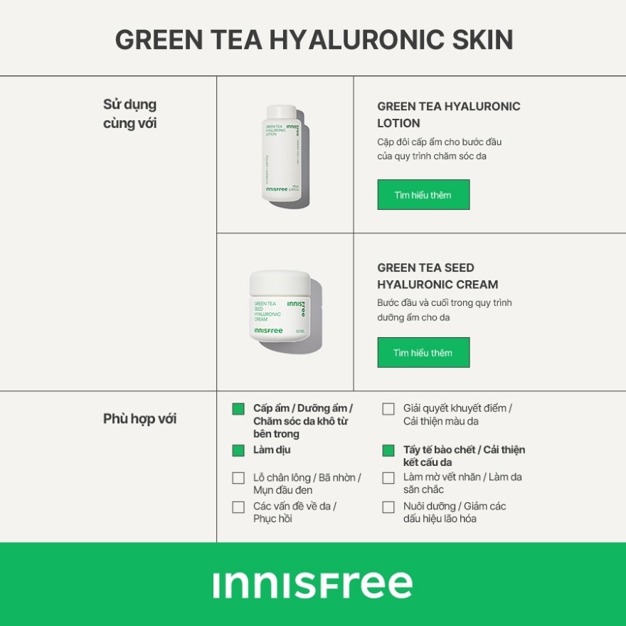 Nước Cân Bằng innisfree Green Tea Seed Hyaluronic Skin 170ml