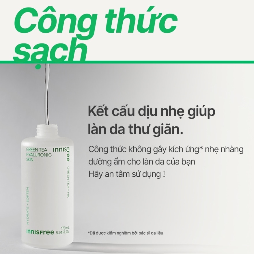 Nước Cân Bằng innisfree Green Tea Seed Hyaluronic Skin 170ml