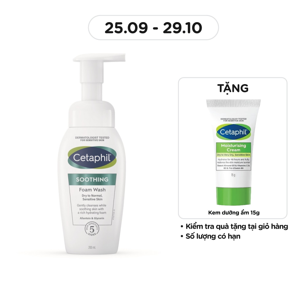 Sữa Rửa Mặt Dạng Bọt Siêu Mịn Làm Dịu Da Nhạy Cảm Cetaphil Soothing Foam Wash 200ml