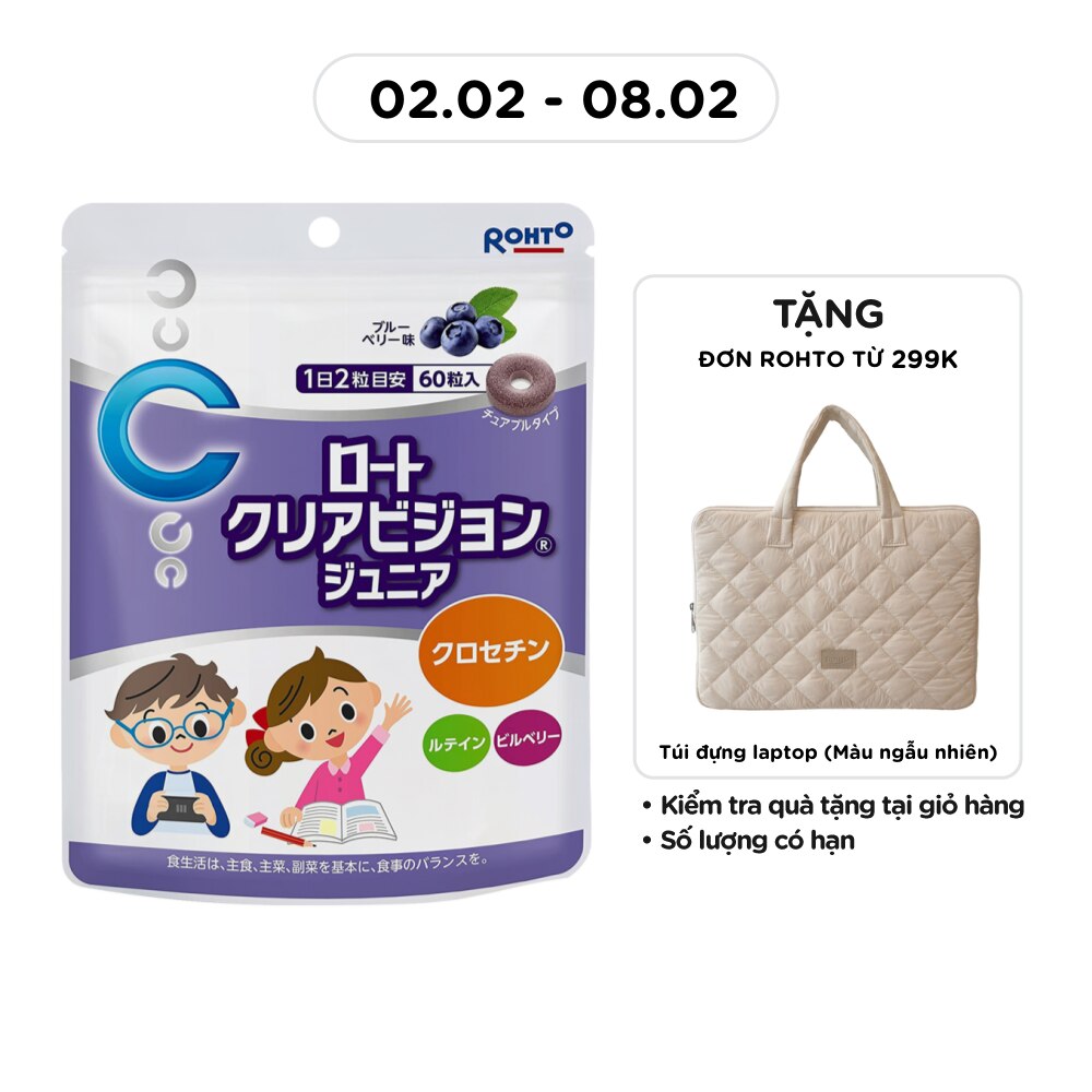 Thực Phẩm Bổ Sung Kẹo Ngậm Bổ Mắt Rohto Clear Vision Junior 48g (60 viên x 800mg)