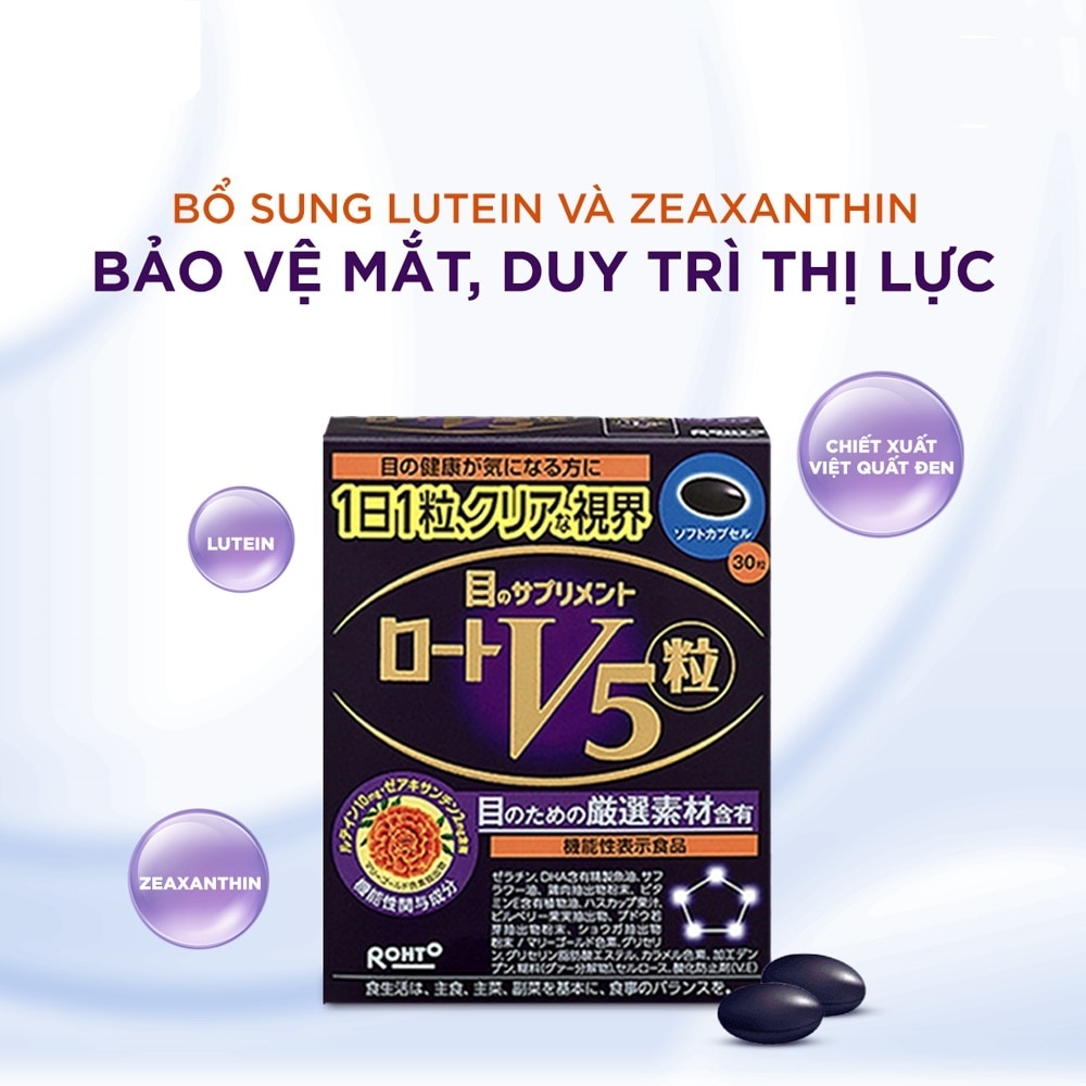 Thực Phẩm Bảo Vệ Sức Khỏe Rohto V5 Bổ Mắt 12.57g 30 Viên