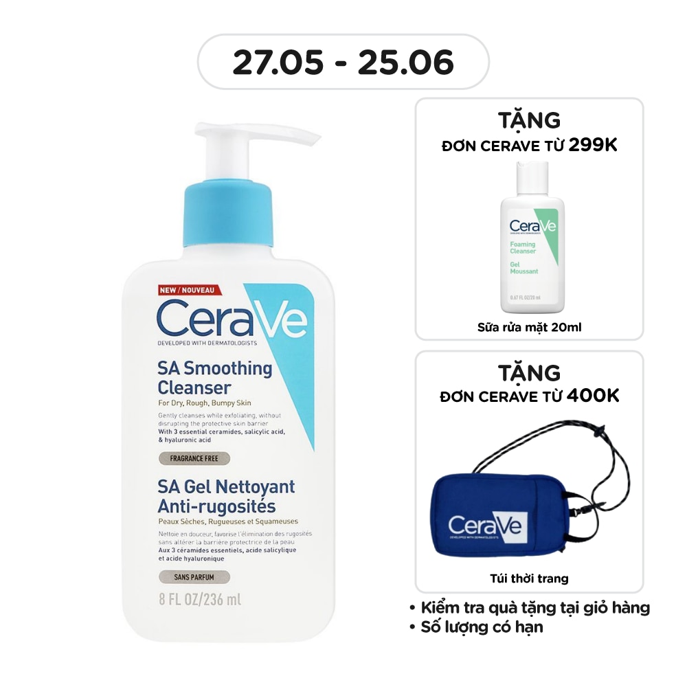 Sữa Rửa Mặt CeraVe SA Smoothing Cleanser Làm Sạch Dịu Nhẹ 236ml