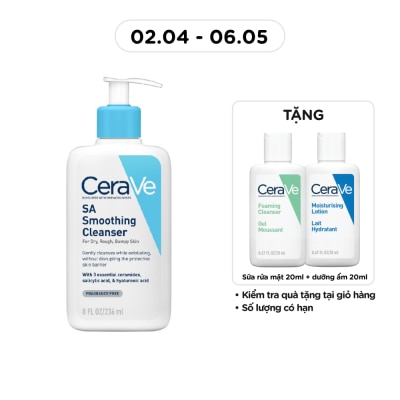 CERAVE - Sữa Rửa Mặt CeraVe SA Smoothing Cleanser Làm Sạch Dịu Nhẹ 236ml