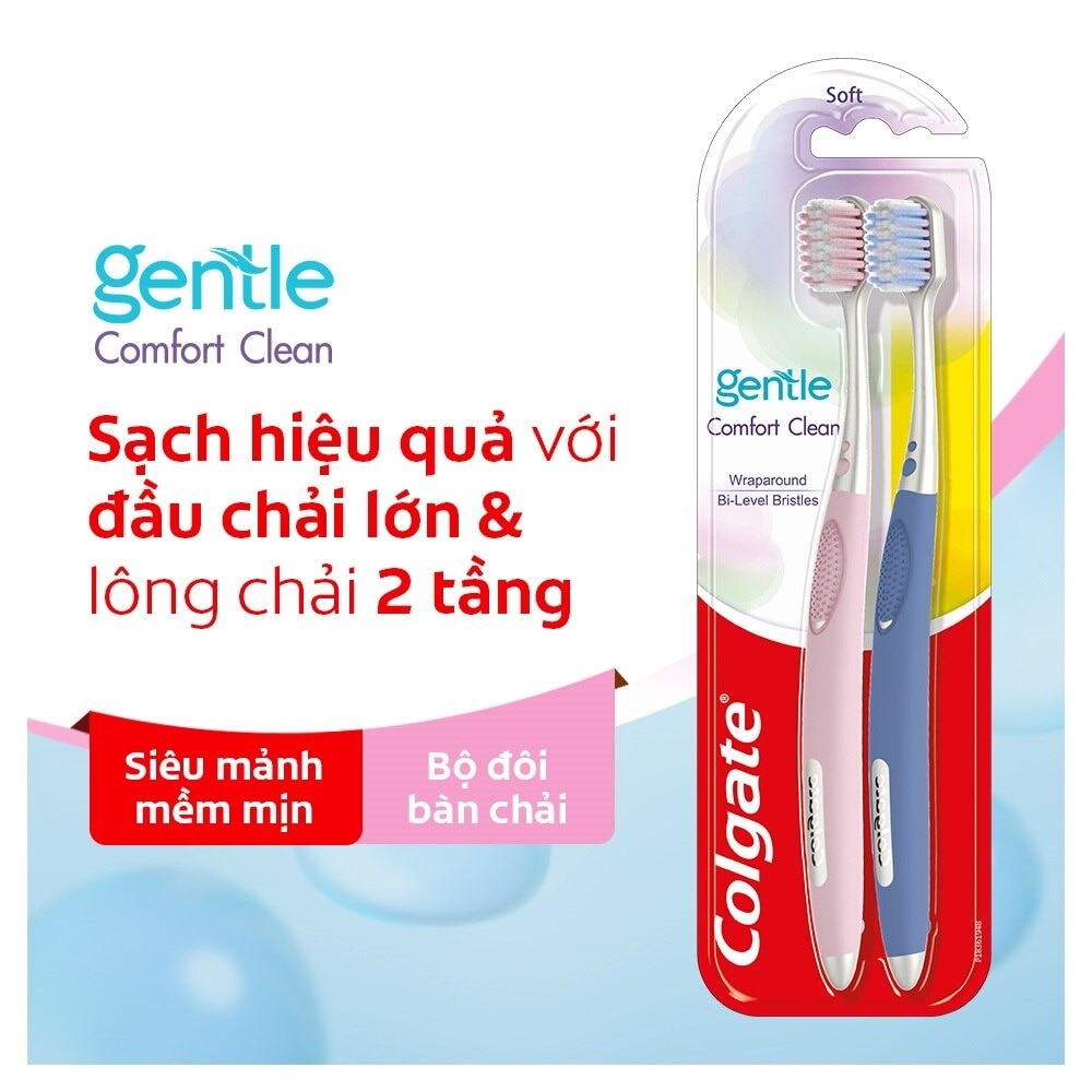 Bộ Bàn Chải Đánh Răng Colgate Gentle Comfort Clean 2 cây