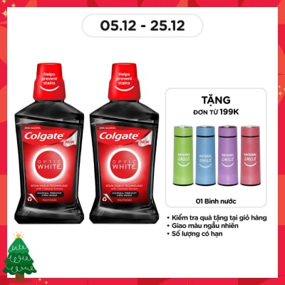 COLGATE Combo Optic White Charcoal Freshmint Mouthwash 500ml x 2bottles