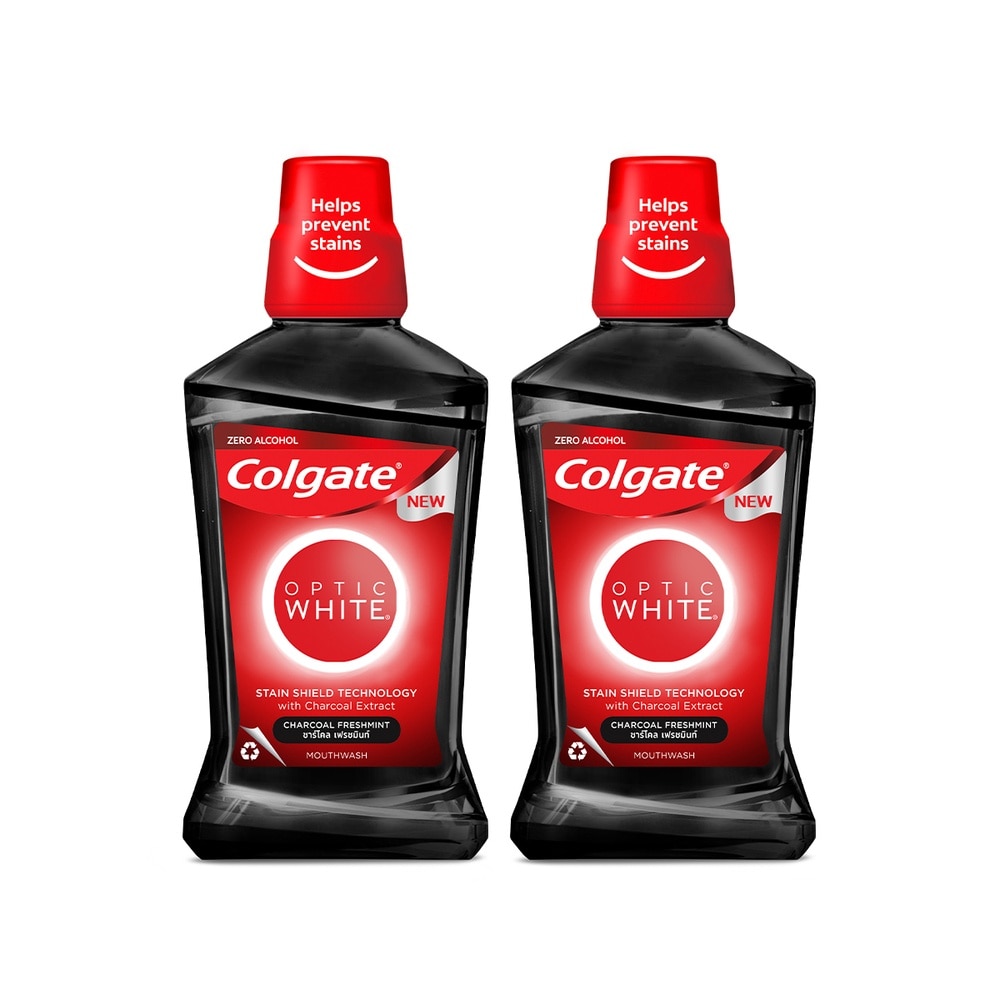 Combo Nước Súc Miệng Colgate Optic White Charcoal Freshmint 500ml x 2 chai