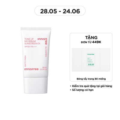 INNISFREE - Kem Chống Nắng Innisfree Tone Up No Sebum Sunscreen EX SPF 50+ PA++++ 60ml