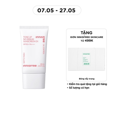 INNISFREE - Kem Chống Nắng Innisfree Tone Up No Sebum Sunscreen EX SPF 50+ PA++++ 60ml