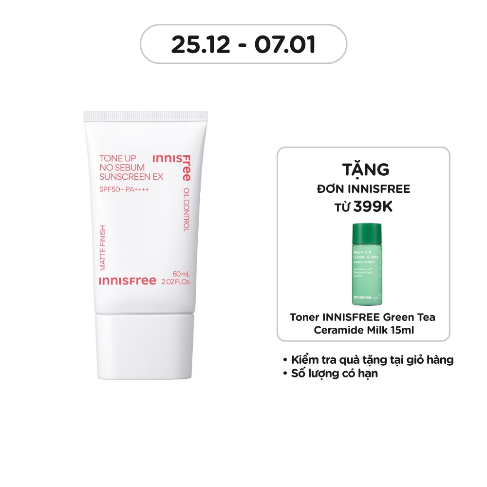 Kem Chống Nắng Innisfree Tone Up No Sebum Sunscreen EX SPF 50+ PA++++ 60ml