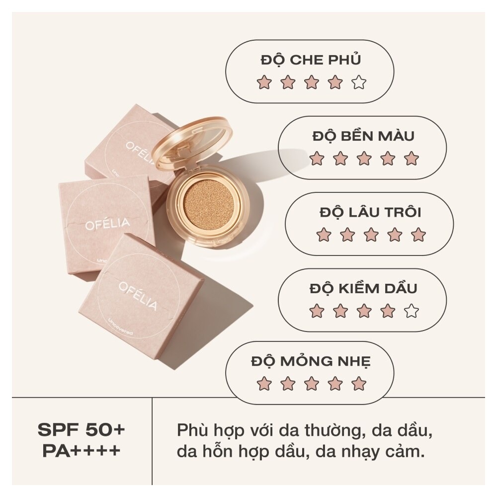 Phấn Nước Ofélia Uncovered Longwear Cushion 12g .#1.5 Light Neutral