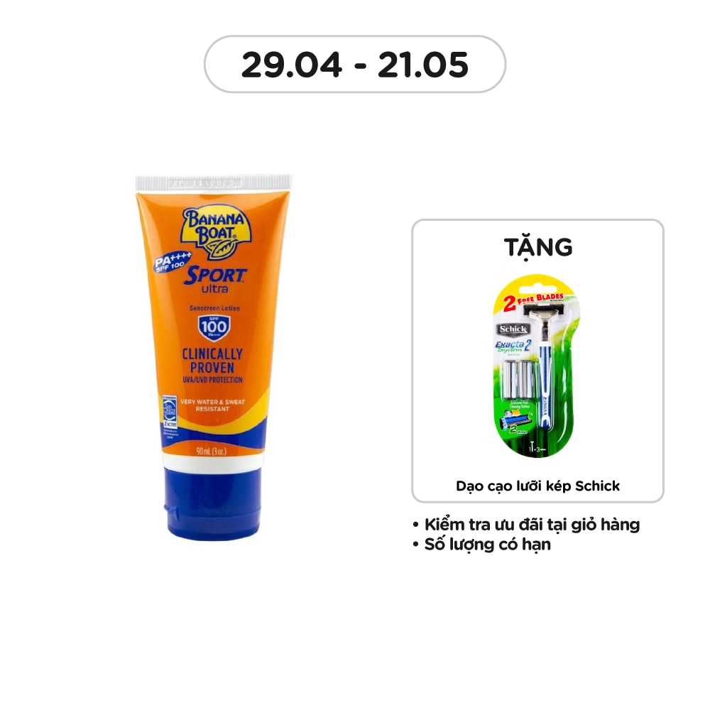 Kem Chống Nắng Banana Boat Sport Sunscreen Lotion SPF100 PA++++ 90ml