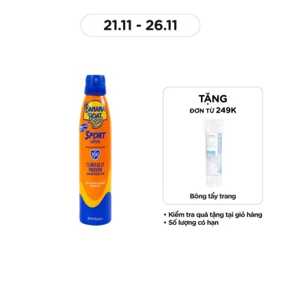 BANANA BOAT Xịt Chống Nắng Banana Boat Sport Ultra Sunscreen Continuous Spray SPF100 PA+++ 170g