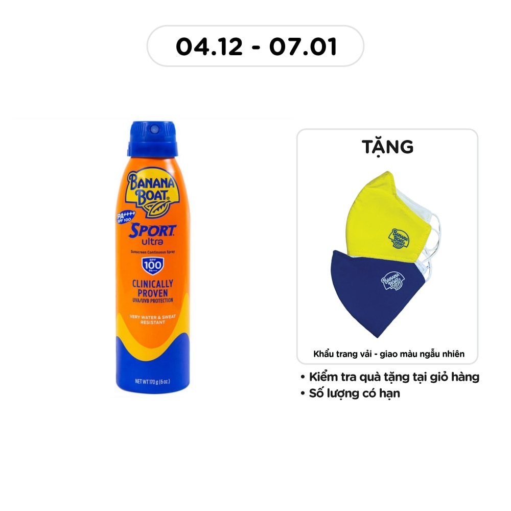 Xịt Chống Nắng Banana Boat Sport Ultra Sunscreen Continuous Spray SPF100 PA+++ 170g