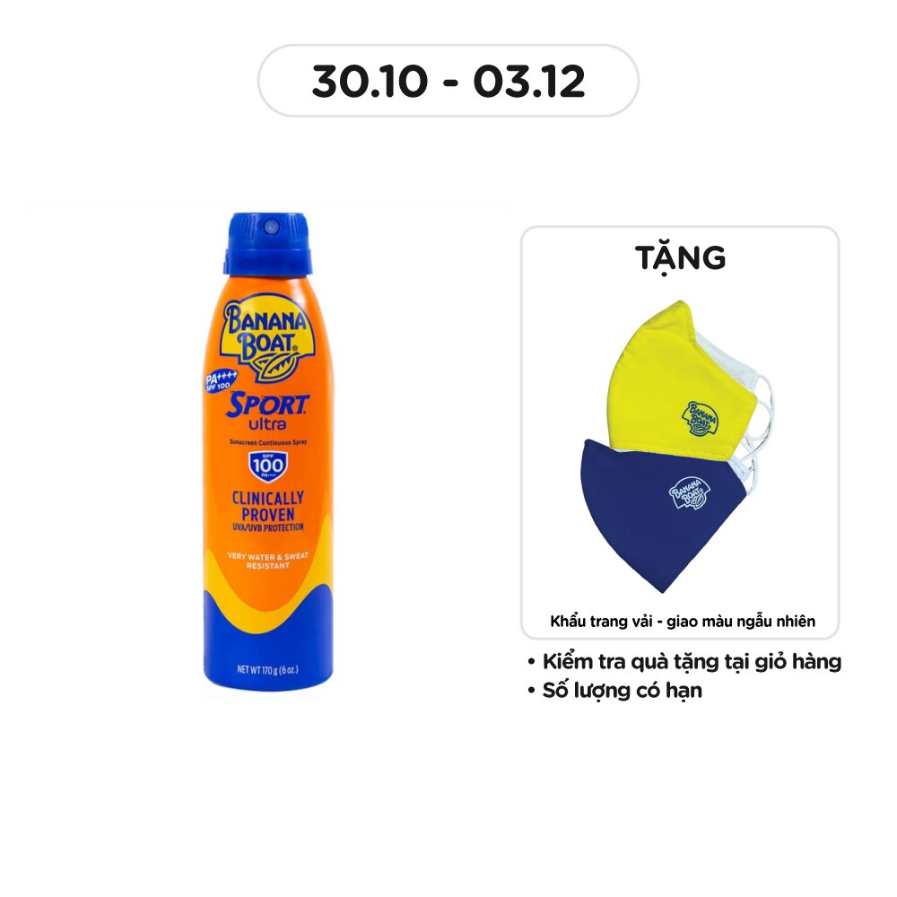 Xịt Chống Nắng Banana Boat Sport Ultra Sunscreen Continuous Spray SPF100 PA+++ 170g